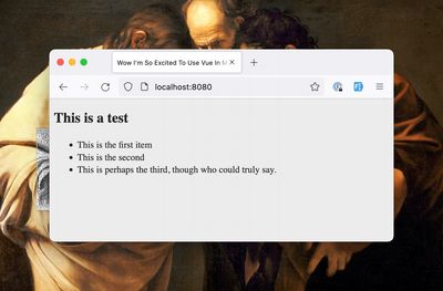 A screenshot of the website being coded so far, featuring a headline, active title tag, and some list items.