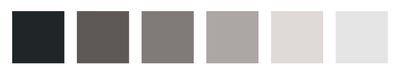 A palette of six swatches, which are not purely gray but appear monochrome side-by-side.
